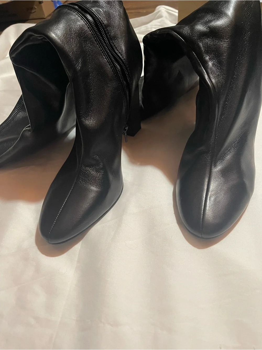 Women's Tall Black Leather High-Heel Boots